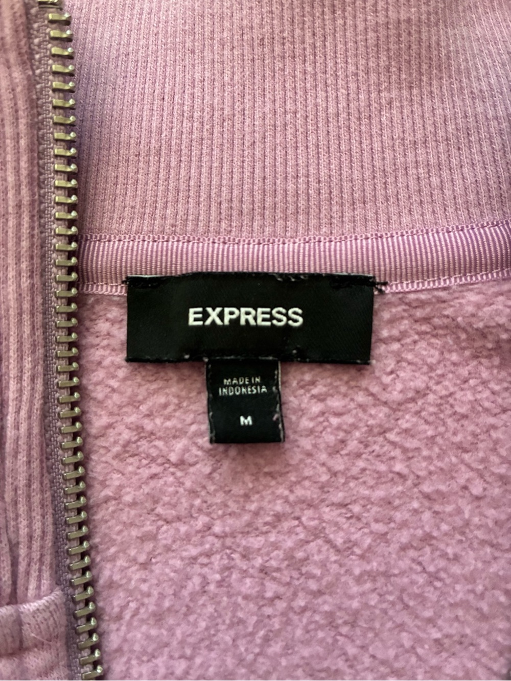 Express Purple Cropped Quarter Zip Pullover Sweatshirt - Picture 2 of 4